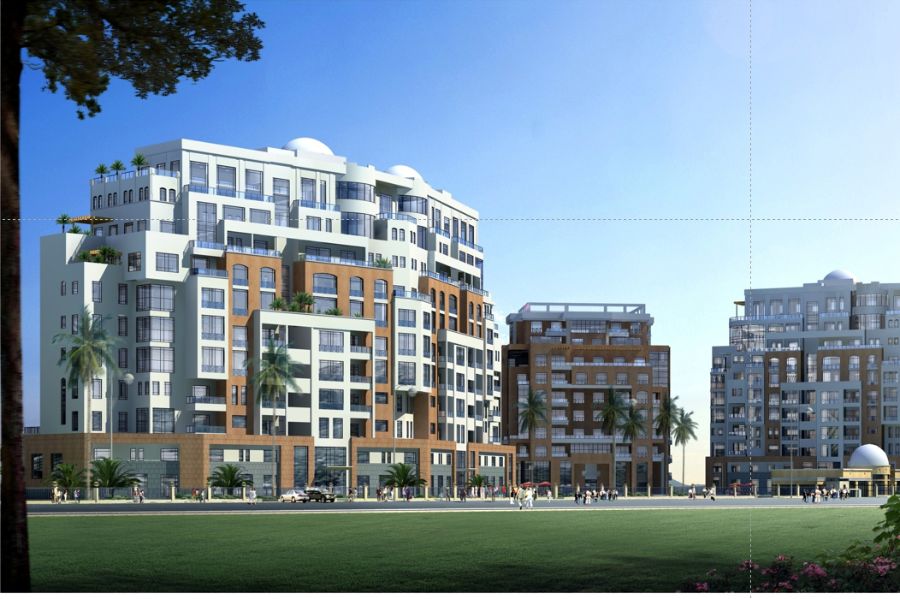 Design render of the residential buildings at Yafour Gardens